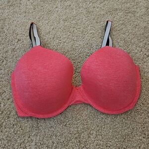 Victoria's Secret T-Shirt Bra Uplift Semi Demi Bright Pink 32DD Feminine